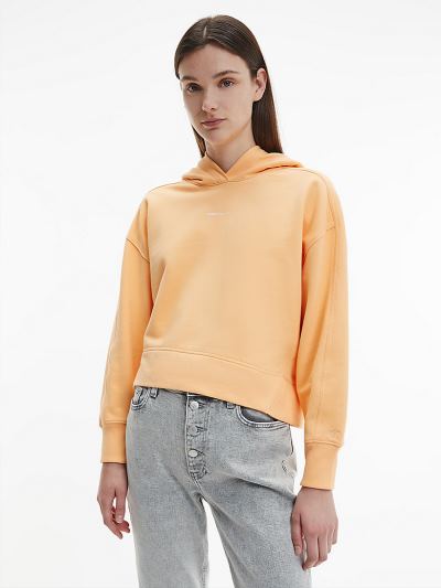 Calvin Klein Ruhák HU073093 | Calvin Klein Organic Cotton Női Kapucnis Pulóver Narancssárga
